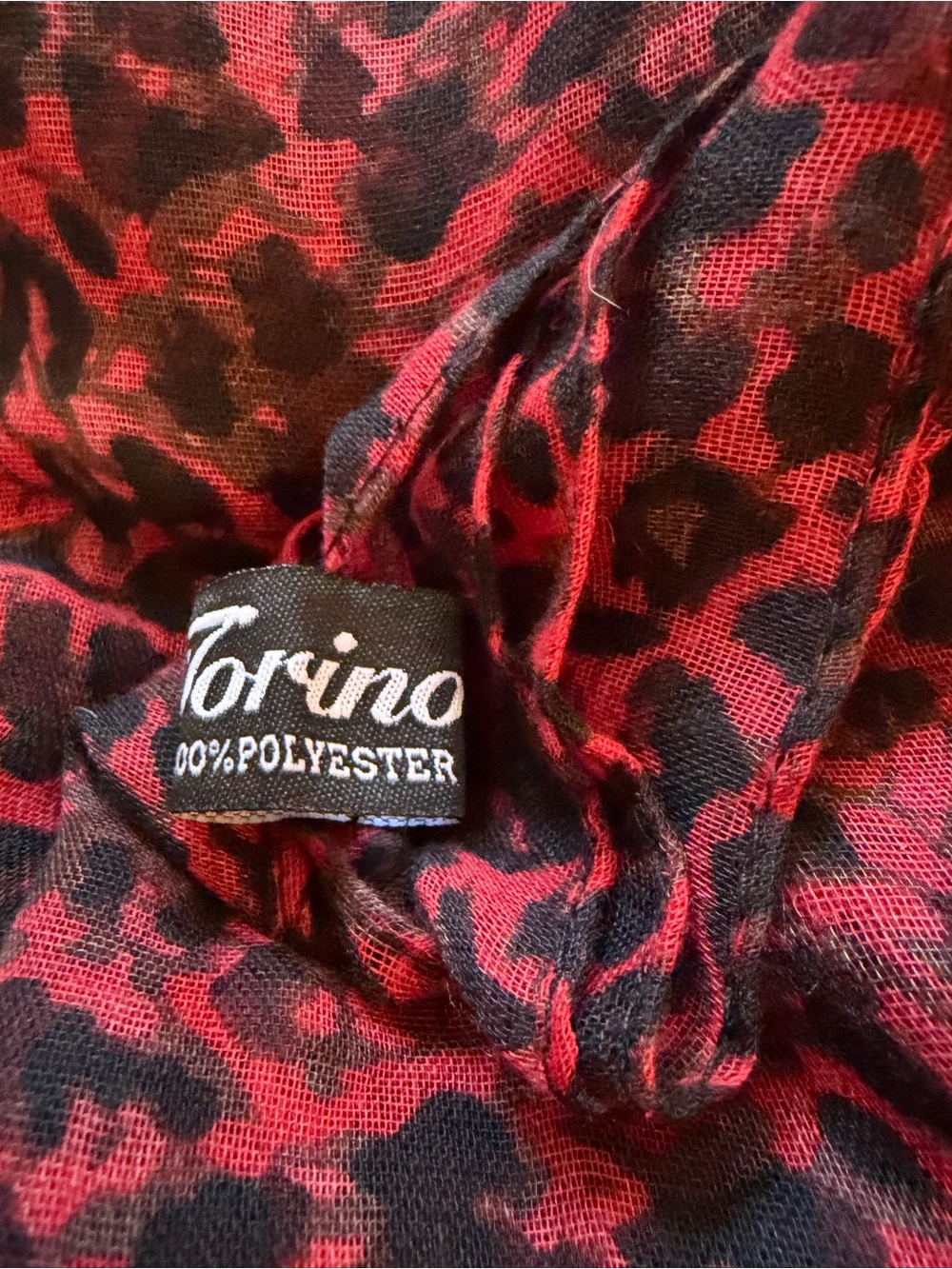 Torino Red and Black Leopard Print Scarf